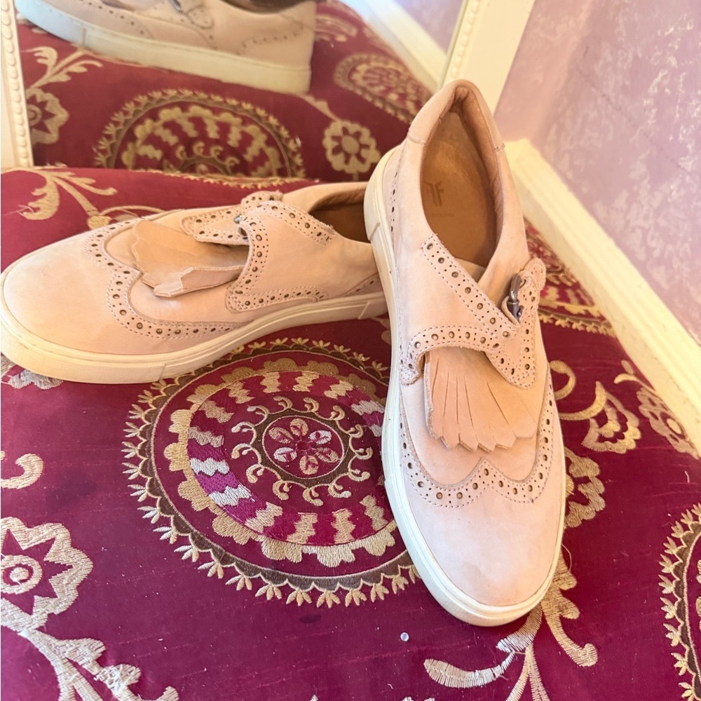 Blush Frye Suede Kiltie Buckle Loafers - Picture 11 of 11